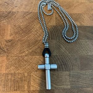 Steve Madden Steelex, 18 inch long necklace with cross